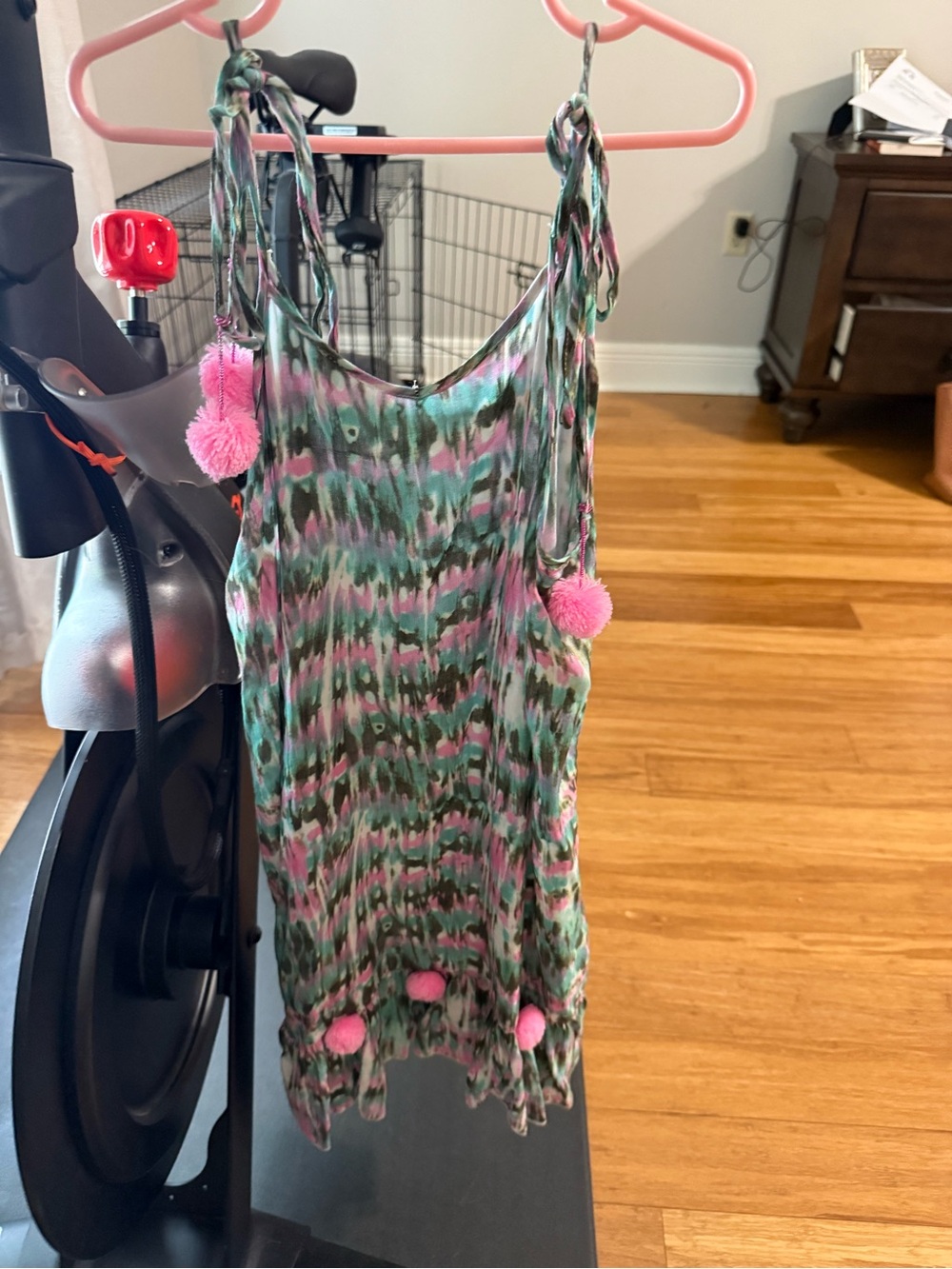 Vintage Havana Sundress with Pom-Poms, Size 10/12